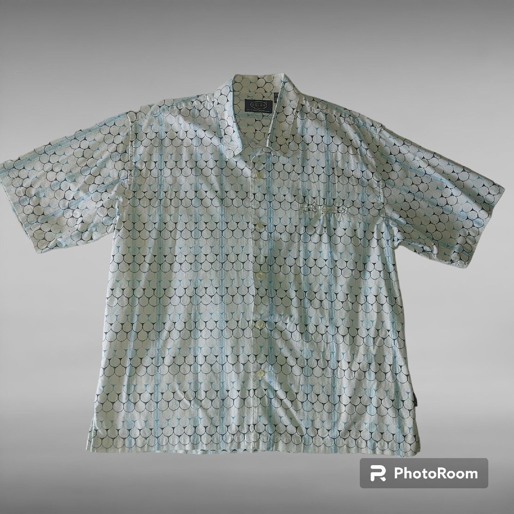 On The Brink Men's Short Sleeve Button Up Shirt Size Large Pocket 100% Cotton